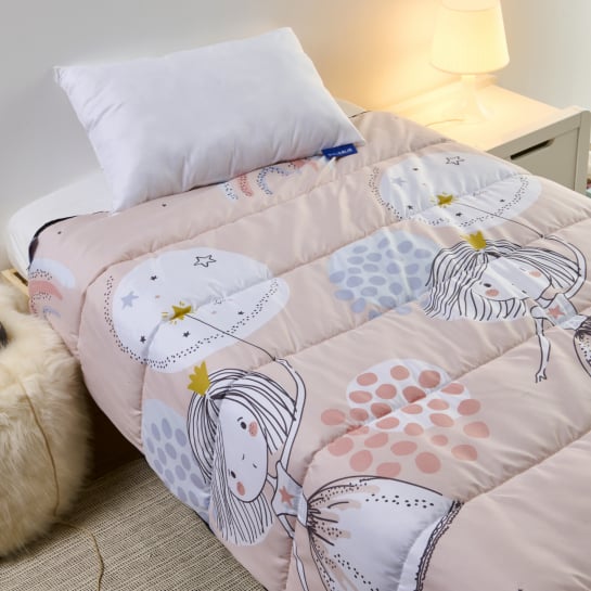 Couette et oreiller anti-allergique 120x150cm enfant pour lit
